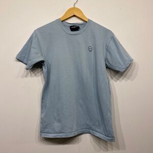 The Kooples Light Blue Organic Cotton Crew Neck Logo Skull T-Shirt XXS